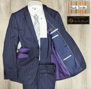 [ beautiful goods ] Paul Smith × Loro Piana easy size navy stripe suit 98-84-180 (XL size ) Paul Smith LONDON