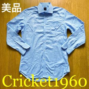 美品 Criket 1960 クリケット イージーケア ワイドカラー ブルー 長袖シャツ サイズ42-16 1/2