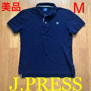 美品 J.PRESS Jプレス 半袖 鹿の子 ネイビー ポロシャツ サイズM 