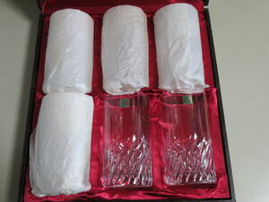 R6 05*HOYA/ Hoya crystal * tumbler glass *6 customer set -ply thickness high class highball glass (?) large largish unused in box long-term keeping goods 