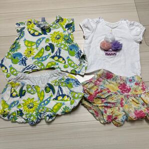 キッズ子ども女の子ベビーセットアップ2点セットまとめ売りアナスイミニ ラブアンドピースマネー 上下セット 半袖Tシャツ