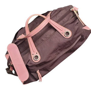 #556D ELLE L Boston bag shoulder bag nylon leather PINK pink red travel for bag bag lady's fashion 