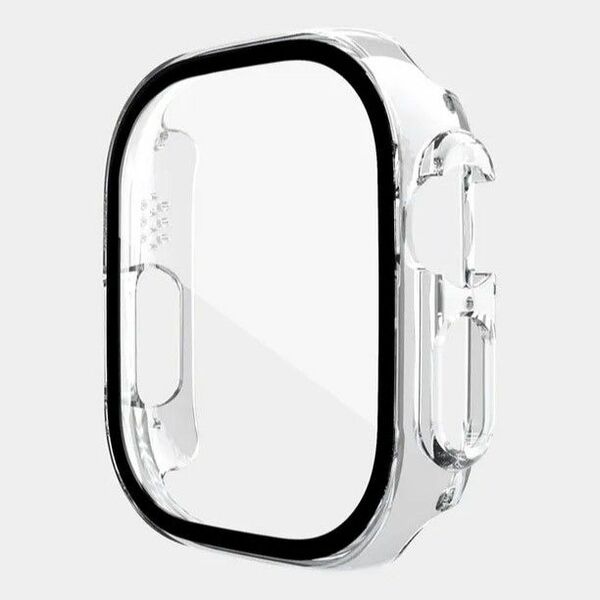 Applewatch ultra ガラスフィルム一体型ケース 透明 クリア
