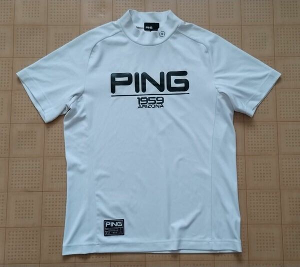 即決 PING GOLF 半袖モックネックシャツ ホワイト Lサイズ ピンゴルフ