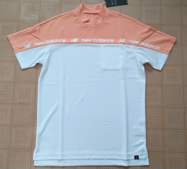 即決新品 New Balance GOLF メンズ半袖モックネックシャツ ホワイト／オレンジ 6サイズ XLサイズ相当 ニューバランス ゴルフ