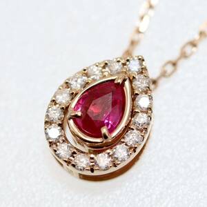 ヴェレッタオッターヴァ ネックレス K18 ルビー×ダイヤモンド 0.10ct ライフィニティ ペアシェイプ /24-700