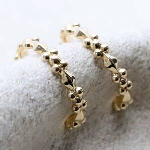  Agete K10 hoop earrings Gold /24-868S