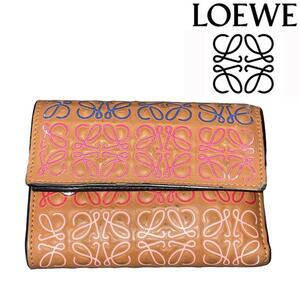 即日発送 LOEWE 折りたたみ　財布　マルチカラー アナグラム