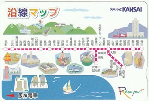 阪神ラクヤンカード（スルッとKANSAI）1000　沿線マップ　※使用済