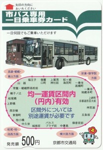 京都市交通局　市バス専用一日乗車券カード　均一運賃区間内有効　有効日2004年11月28日　※使用済