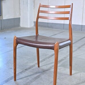 北欧デンマーク製 J.L Moller「No.78」ダイニングチェアd チーク無垢材 アームレス 椅子 本革 ビンテージ モラー_ウェグナー ヨハネスの画像1