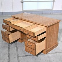 アメリカンビンテージ ATHENS FURNITURE社 両袖机 デスク 引き出し7杯 作業台 書斎 プレジデント エグゼクティブ クラシック カントリー_画像2