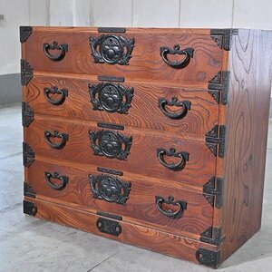  rock .. chest of drawers [3 shaku adjustment chest of drawers ] zelkova material lacquer coating metal fittings decoration . pattern 4 cup peace furniture chest storage furniture tradition .. furniture .. costume mi Dolce -stroke 