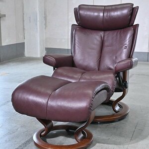 EKORNES 83万「マジックMクラシック」ストレスレスチェア オットマン付 本革 リクライニングチェア パーソナル 北欧ノルウェー エコーネス