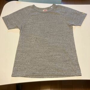 HRM ハリウッドランチマーケット ラグラン無地半袖Tシャツ サイズXL グレー ロゴ黄色 状態良し