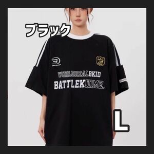 【アルファベットTシャツ】ラインT Y2K ブラック ゲームTシャツ スポーツ