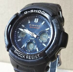 ライト不良 CASIO G-SHOCK AWG-M100SB 電波 ソーラー アナデジ 腕時計 メンズ ブラック ネイビー