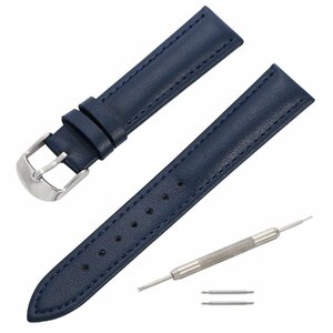  wristwatch belt navy blue 16mm exchange tool & spring stick attaching cow leather men's lady's 