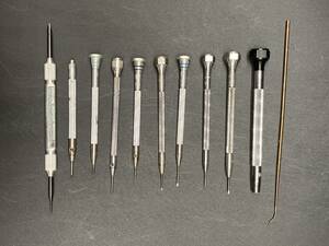  clock tool 11 piece together set! TOP MKS etc. old clock tool spring stick removing precise driver 540