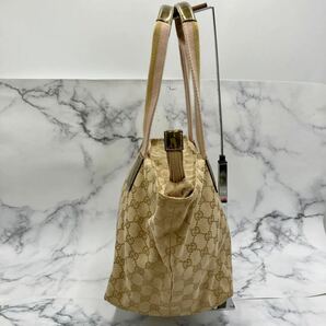 □【売り切り】GUCCI グッチ GGキャンバス トートバッグ 131230 204990 ゴールド×ブラウン レディース 保存袋付属の画像3