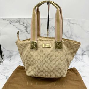 □【売り切り】GUCCI グッチ GGキャンバス トートバッグ 131230 204990 ゴールド×ブラウン レディース 保存袋付属