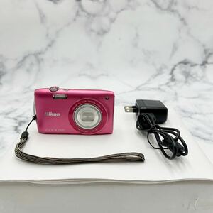 $【売り切り】Nikonニコン COOLPIX クールピクス S3300 コンパクトデジタルカメラ 6xWIDE 4.6-27.6mm 1:3.5-6.5 動作確認済み