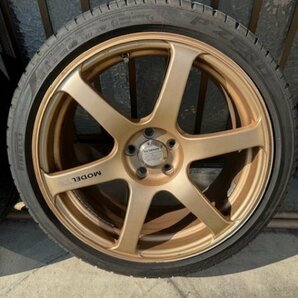 YOKOHAMA ヨコハマ AVS MODEL T6 ゴールド PCD100 ５穴 18インチ 8J オフセット45 中古 タイヤバリ山 ピレリ PZERO 225/40R18の画像5