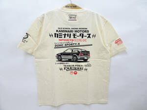 カミナリモータース 半袖Tシャツ KAMINARI サイバースポーツ エフ商会 KMT-230 オフ白 (XL) 多少汚れ 50%オフ (半額) 送料無料 即決 新品