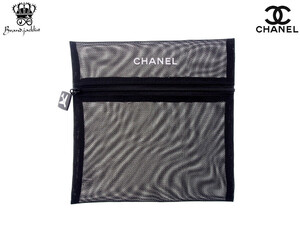 シャネル ノベルティ コスメポーチ フラット メッシュ エアライン 飛行機 ブラック CHANEL【New 新品】 