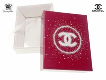 シャネル ホリデー限定 ラッピング BOX ギフトボックス クリスマスコフレ 空箱 CCロゴ レッド×ホワイト CHANEL 【Used 開封品】_画像1