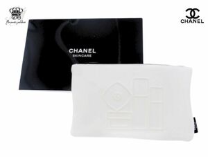 シャネル ノベルティ コスメポーチ 化粧ボトル柄 2019 白 ホワイト CHANEL SKINCARE【New 新品】