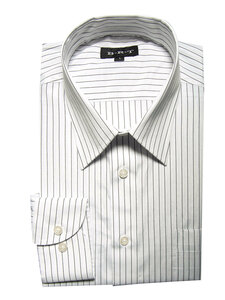 21A01-1-Mサイズ 長袖 シャツ 簡単ケア レギュラーカラー ワイシャツ ブラック 黒 ストライプ メンズ ビジネス