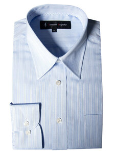 isd-503-2-Sサイズ 長袖 シャツ 簡単ケア レギュラーカラー ワイシャツ ブルードビー 水色 ストライプ メンズ ビジネス