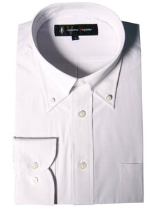 iss-403-1-Sサイズ 長袖 シャツ 簡単ケア ボタンダウン ワイシャツ ホワイト ピンク ストライプ メンズ ビジネス