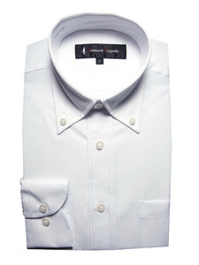 Lサイズ 長袖 白無地 シャツ 簡単ケア ボタンダウン ワイシャツ ホワイト メンズ ビジネス
