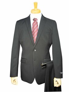 24201-11-A6 年間定番 洗える ストレッチスーツ 2ツボタン ノータック スリム 黒 ブラック 無地 メンズ ビジネス