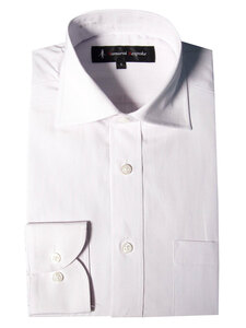 iss-203-1-Sサイズ 長袖 シャツ 簡単ケア セミワイドカラー ワイシャツ ホワイト ピンク ストライプ メンズ ビジネス