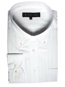 hfd-512-3-3Lサイズ 長袖 シャツ 簡単ケア ボタンダウン ワイシャツ 白ドビー ホワイト ストライプ メンズ ビジネス