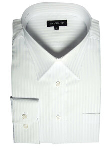 nd-4ae-2-Mサイズ 長袖 シャツ 簡単ケア レギュラーカラー ワイシャツ 白ドビー ホワイト ストライプ メンズ ビジネス