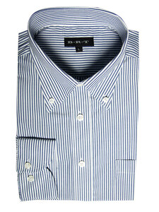 nd-3ce-2-Mサイズ 長袖 シャツ 簡単ケア ボタンダウン ワイシャツ ネイビー ストライプ メンズ ビジネス