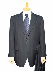 16106-22-E6 秋冬物 2パンツスーツ 2ツボタン ワンタック 大きい アジャスター付き 紺 ネイビー ストライプ メンズ ビジネス