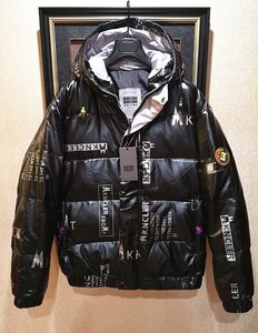  top class 13 ten thousand *EU made premium down * Italy * milano departure *BOLINI*bla Klein *designer* super protection against cold * down jacket *48/L* gloss black 