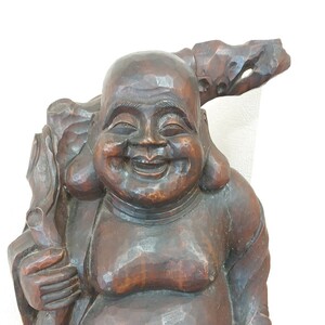 大黒様 七福神 置物 縁起物 木彫 時代物 アンティーク 骨董 仏教美術 彫刻 傷 汚れあり 古物 高さ約65cm 大型タイプ 重さ あり 古美術