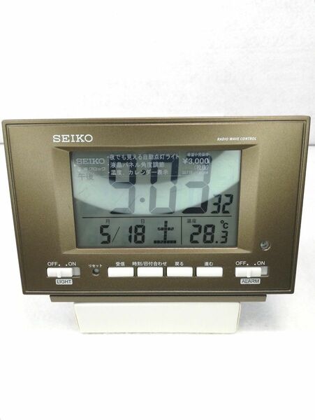 セイコー デジタル電波目覚まし時計 SQ778B カレンダー 温度