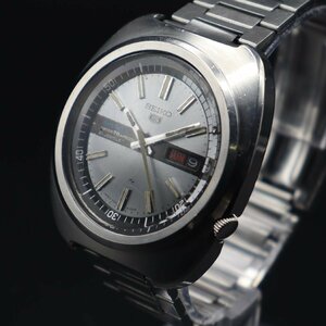 OH済 SEIKO 5 SPORTS セイコー ファイブスポーツ 7019-6030 自動巻 21石 黒×シルバー文字盤 1970年製 亀戸 デイデイト 純正ブレス メンズ