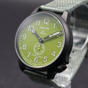 LACOlakoKAKO 1966 sport Classic self-winding watch round small second green face Germany made original belt men's wristwatch 