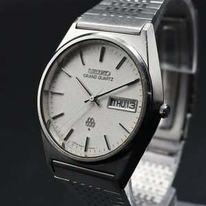 SEIKO GRAND QUARTZ セイコー グランドクォーツ 9943-8030 ツインクオーツ 梨地文字盤 英/日デイデイト 諏訪工場 純正ブレス メンズ腕時計