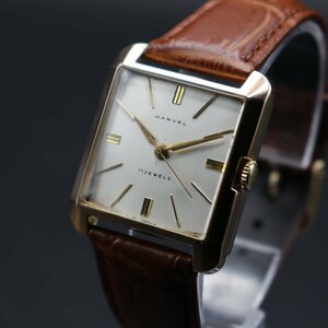 希少 OH済 SEIKO MARVEL セイコー マーベル 手巻き 17石 14KGF スクエア 1960-1970年代 新品革ベルト アンティーク メンズ腕時計