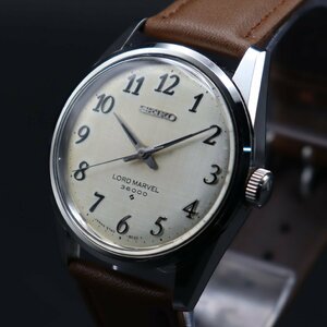 SEIKO LORD MARVEL 36000 セイコー ロードマーベル 5740-8000 手巻き 全数字 絹目文字盤 諏訪 1960-1970年代 新品ベルト メンズ腕時計