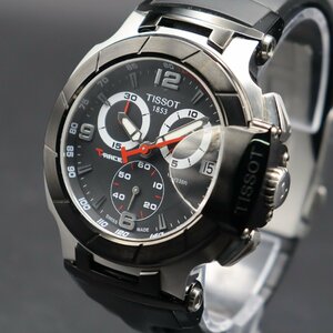 TISSOT T-RACE ティソ Tレース T048417A クォーツ クロノグラフ スモセコ 黒文字盤 デイト スイス製 純正ラバーベルト メンズ腕時計